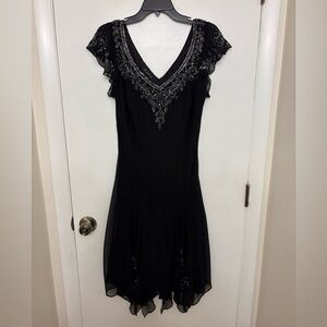 JKara Embellished Handkerchief-Hem Short Cocktail Dress Whimsigoth Fairycore 12